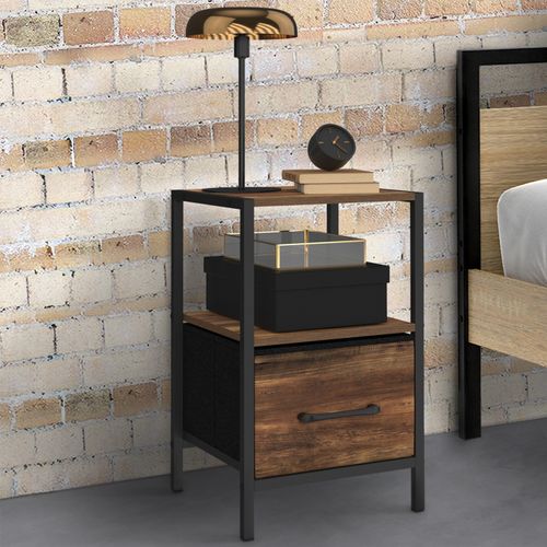 Lot De 2 Tables De Chevet Utah 1 Tiroir Et 1 Niche Effet Hawkins