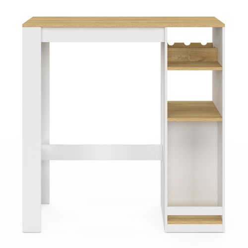Table De Bar Ameri Avec Placard Et Range Bouteilles 2 Personnes Bois Et Blanc