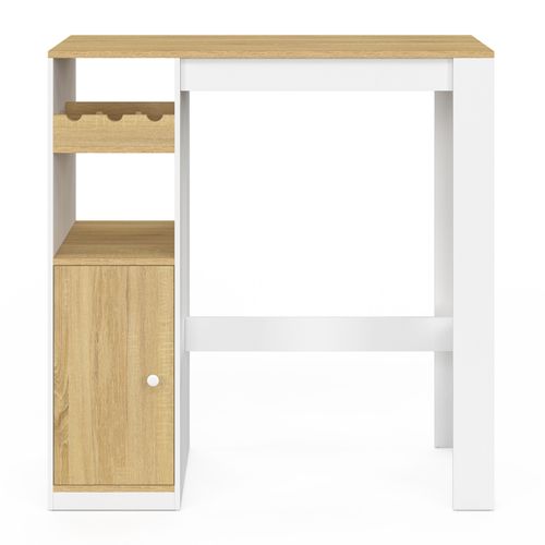 Table De Bar Ameri Avec Placard Et Range Bouteilles 2 Personnes Bois Et Blanc
