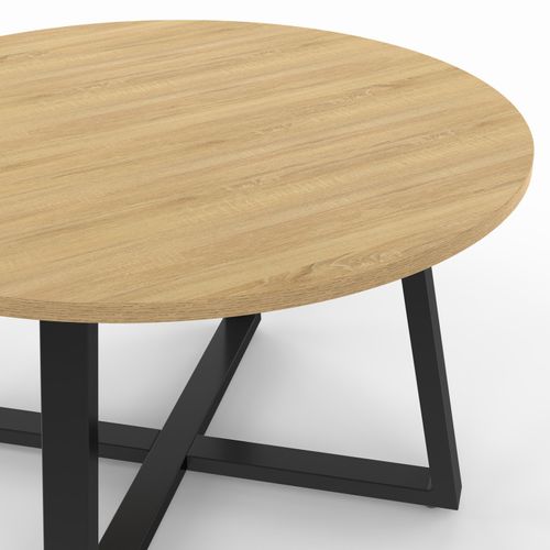 Table Basse Ronde Selma 70 Cm Bois Et Noir