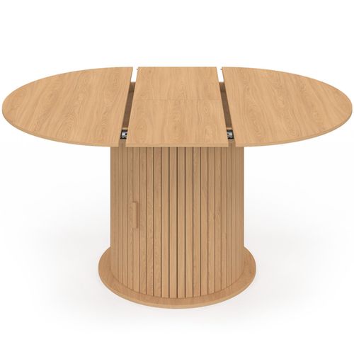 Table à Manger Extensible Ronde Juliette 4-8 Personnes Pied Lattes Avec Rangement 110-150 Cm