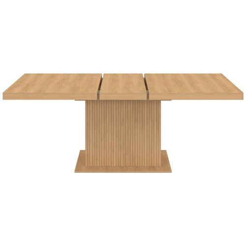 Table à Manger Extensible Rectangle Juliette 6-10 Personnes Pied Central Effet Lattes Avec Rangement