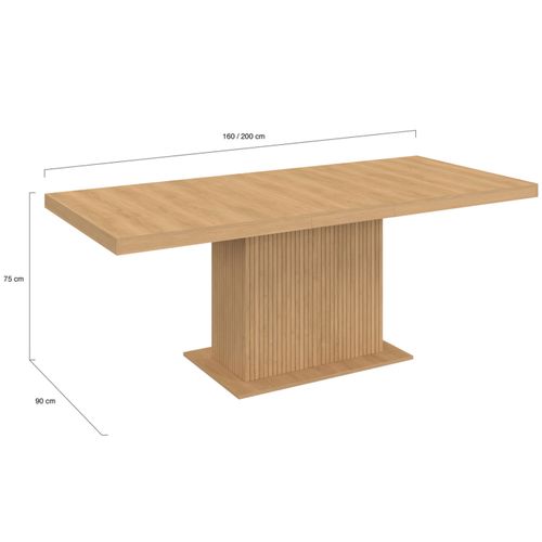 Table à Manger Extensible Rectangle Juliette 6-10 Personnes Pied Central Effet Lattes Avec Rangement