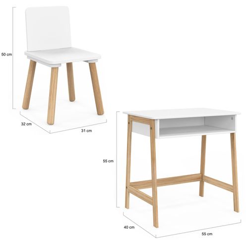 Ensemble Bureau Enfant Anatole Avec Niche Et 1 Chaise Blanc Et Bois