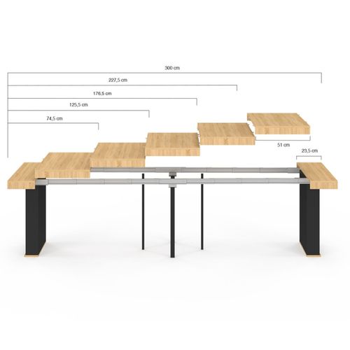 Table Console Extensible Eden 14 Personnes 300 Cm Bois Et Noir