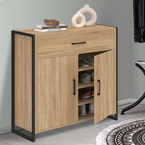 Armoire à Chaussures 12 Paires Luis 2 Portes Avec Tiroir Design Industriel