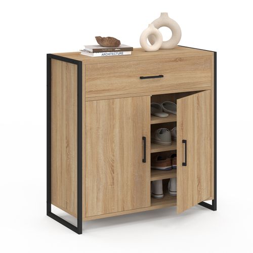 Armoire à Chaussures 12 Paires Luis 2 Portes Avec Tiroir Design Industriel