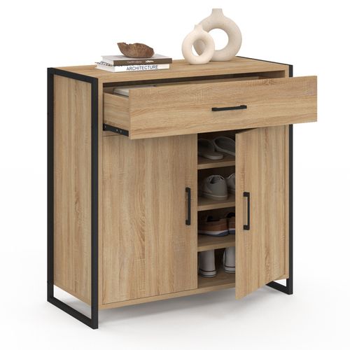 Armoire à Chaussures 12 Paires Luis 2 Portes Avec Tiroir Design Industriel