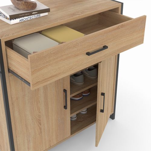 Armoire à Chaussures 12 Paires Luis 2 Portes Avec Tiroir Design Industriel