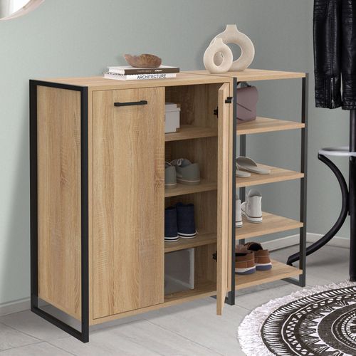 Armoire à Chaussures 12 Paires Luis 2 Portes Avec Étagère Design Industriel