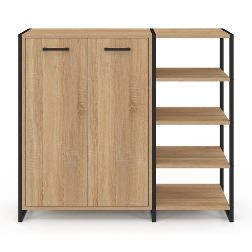 Armoire à Chaussures 12 Paires Luis 2 Portes Avec Étagère Design Industriel