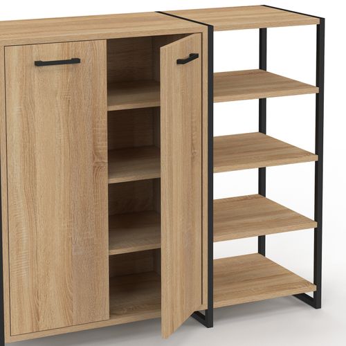 Armoire à Chaussures 12 Paires Luis 2 Portes Avec Étagère Design Industriel