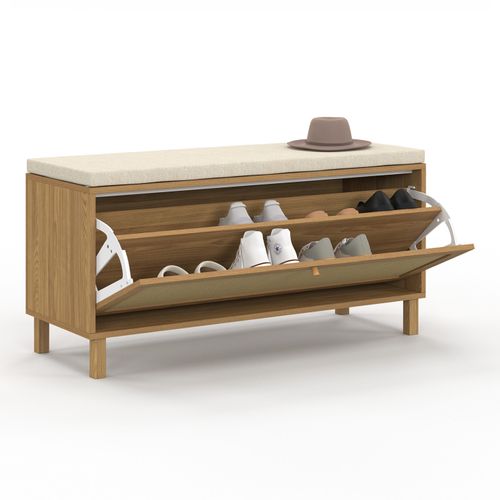 Banc D'entrée Chaussures Vintage Hanae Effet Naturel Cannage