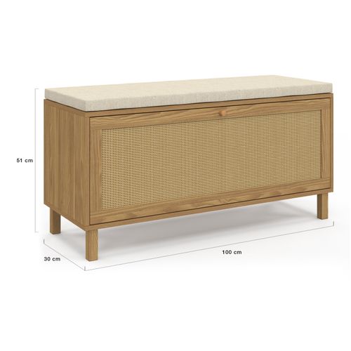 Banc D'entrée Chaussures Vintage Hanae Effet Naturel Cannage