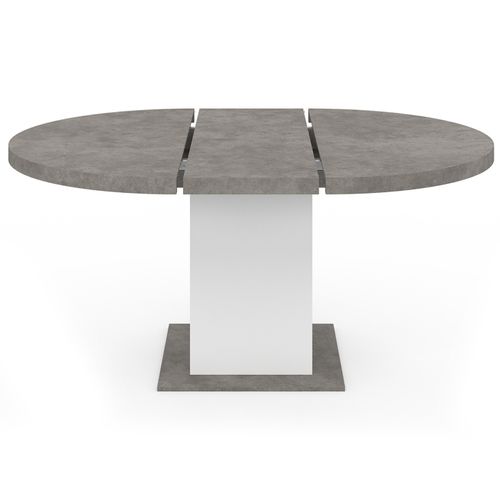 Table à Manger Extensible Ronde Eden 4-8 Personnes Béton Et Blanc 120-160 Cm