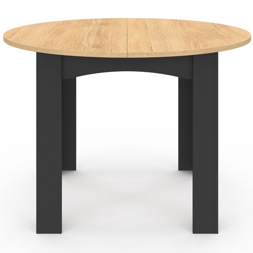 Table à Manger Fixe Ronde Dona 4-6 Personnes Noire Plateau Façon Hêtre 110 Cm