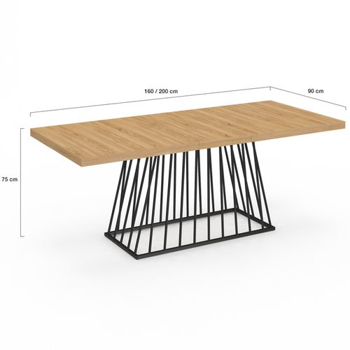 Table à Manger Extensible Rectangle Yuna 6-10 Personnes Plateau Bois Et Pied Filaire En Métal Noir 1