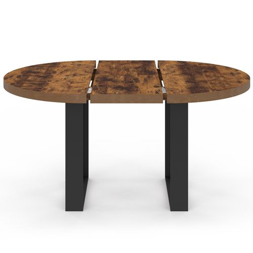 Table à Manger Extensible Ronde Phoenix 4-6 Personnes Bois Foncé Effet Vieilli Et Noir 110-150 Cm
