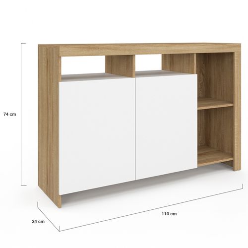 Buffet 110 Cm Malo Bois Et Portes Blanches