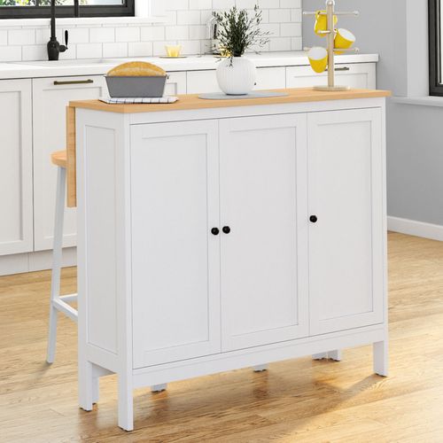 Ensemble Table De Bar Îlot Achille Et 2 Tabourets Bois Blanc Plateau Façon Hêtre