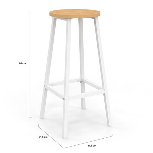 Ensemble Table De Bar Îlot Achille Et 2 Tabourets Bois Blanc Plateau Façon Hêtre