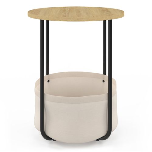 Lot De 2 Tables De Chevet, Tables D'appoint, Bout De Canapé Detroit Rondes Avec Panier En Tissu Desi