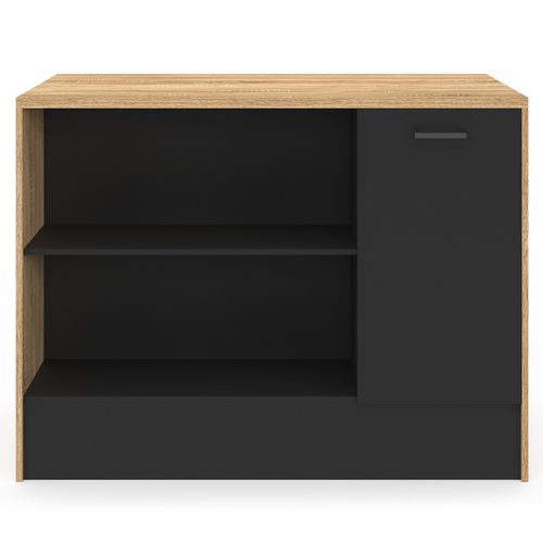 Ilot Central Lio 120 Cm Maxi Capacité De Rangement Bois Et Noir