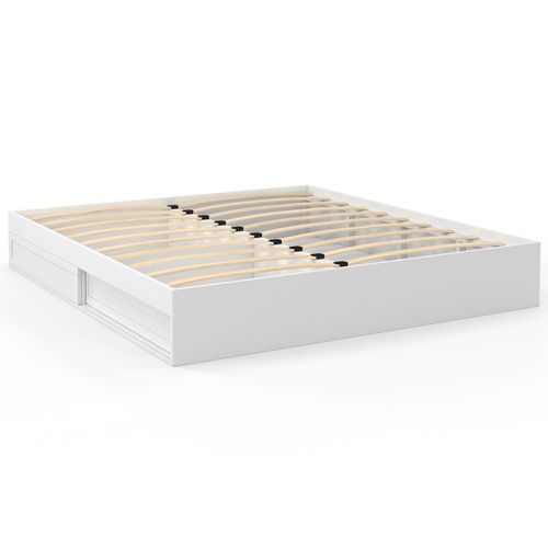 Cadre De Lit Double Salem Avec Rangements Et Sommier 180 X 200 Cm Blanc