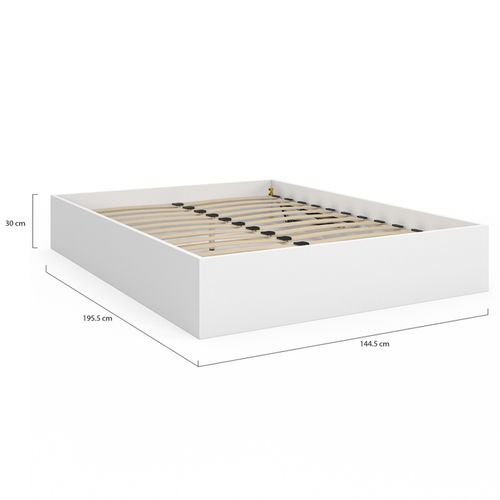 Lit Coffre Double Sandside Avec Sommier 140 X 190 Cm Blanc