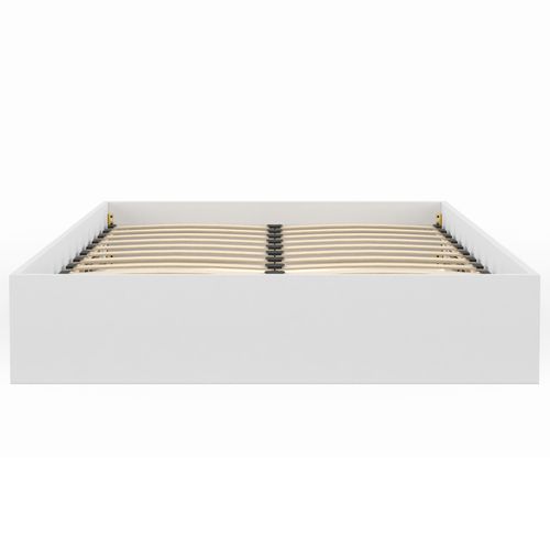 Lit Coffre Double Sandside Avec Sommier 140 X 190 Cm Blanc