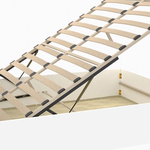 Lit Coffre Double Sandside Avec Sommier 140 X 190 Cm Blanc