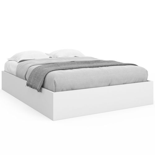 Lit Coffre Double Sandside Avec Sommier 140 X 190 Cm Blanc