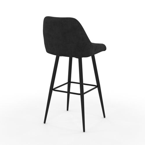 Lot De 4 Tabourets De Bar Thalya En Velours Noir Avec Demi-accoudoirs