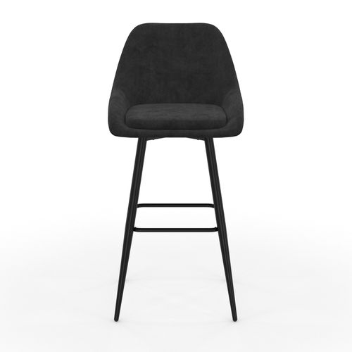 Lot De 4 Tabourets De Bar Thalya En Velours Noir Avec Demi-accoudoirs