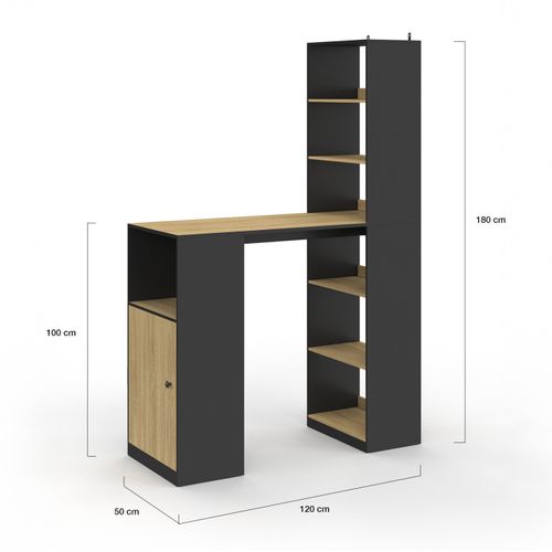 Bureau Lung Avec Rangements Et Placard 2 Personnes Noir Et Bois
