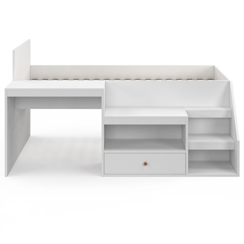Lit Combiné Avec Sommier, Bureau Et Rangement Leopold 90 X 190 Cm Blanc
