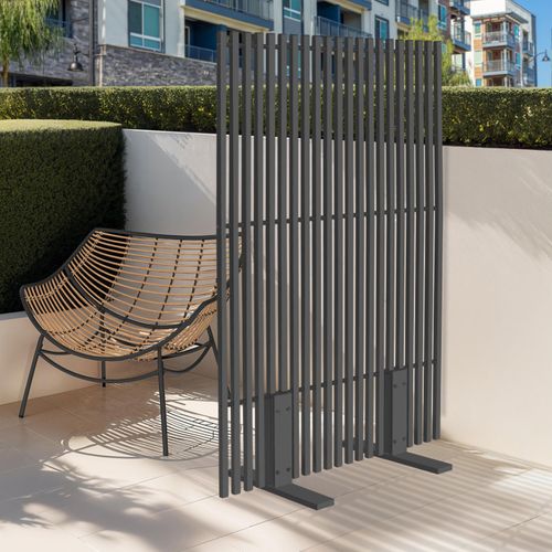 Paravent Extérieur Ajouré Claustra Décoratif 80 X 150 Cm Métal Gris Anthracite