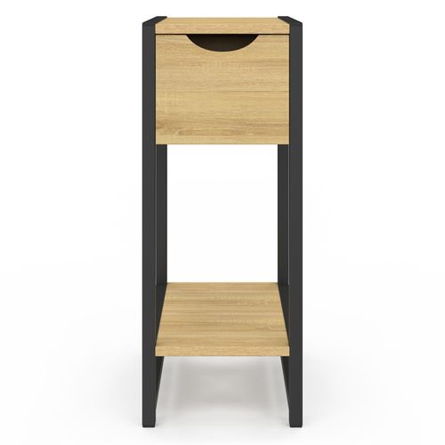 Lot De 2 Tables De Chevet Detroit 1 Tiroir Avec Tablette Gain De Place Bois Et Métal Noir Design Ind