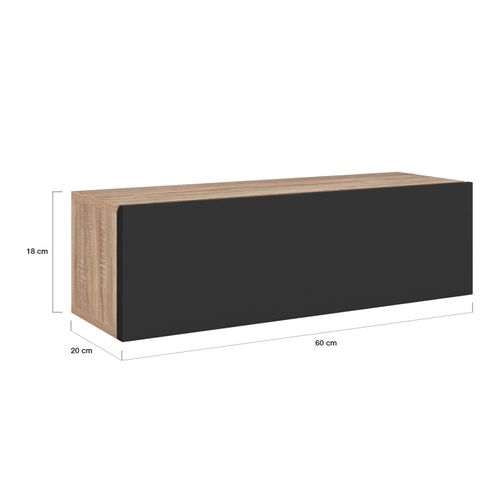 Lot De 2 Consoles Suspendues Étagères Murales Elyos 1 Porte Bois Et Noir