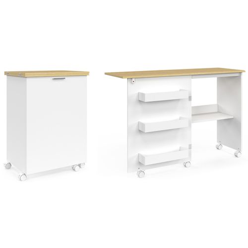 Table De Couture Pliable à Roulettes Meuble Pour Machine à Coudre Avec 4 Étagères
