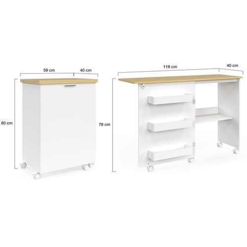 Table De Couture Pliable à Roulettes Meuble Pour Machine à Coudre Avec 4 Étagères