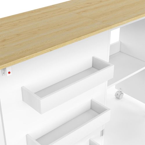 Table De Couture Pliable à Roulettes Meuble Pour Machine à Coudre Avec 4 Étagères