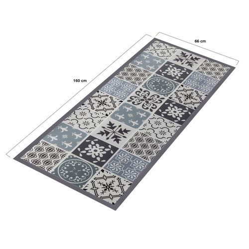 Tapis En Vinyle Effet Carreaux De Ciment Noir Et Blanc 66 X 160 Cm
