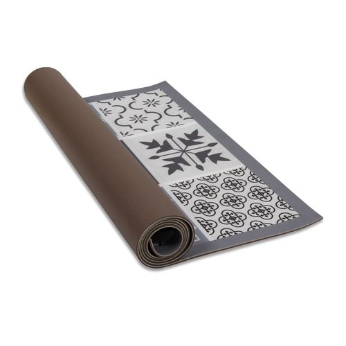 Tapis En Vinyle Effet Carreaux De Ciment Noir Et Blanc 66 X 160 Cm