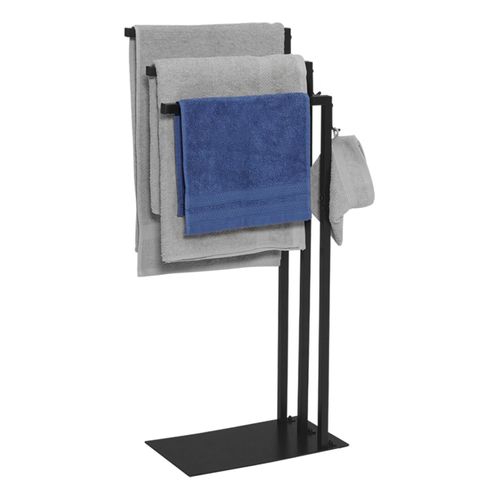 Porte-serviettes Sur Pied 3 Barres Latérales Dallas Métal Noir Design Industriel