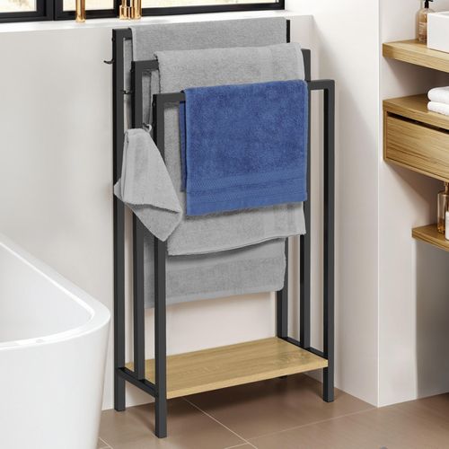Porte-serviettes Sur Pied 3 Niveaux Detroit Avec Étagère Design Industriel