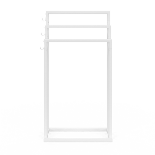 Porte-serviettes Sur Pied 3 Niveaux Dallas Métal Blanc Design Industriel