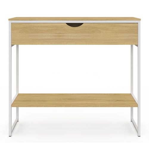 Console 1 Tiroir Detroit 1 Étagère Design Industriel Bois Et Métal Blanc