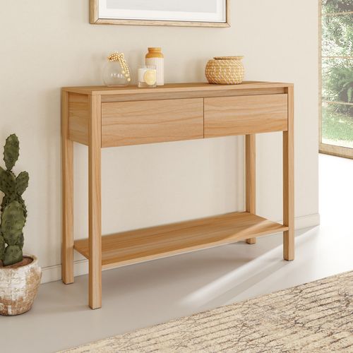 Console 2 Tiroirs Toscane 1 Étagère Effet Teck