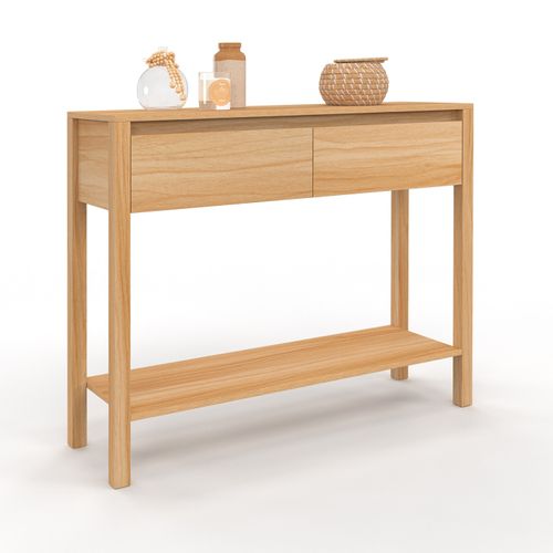 Console 2 Tiroirs Toscane 1 Étagère Effet Teck